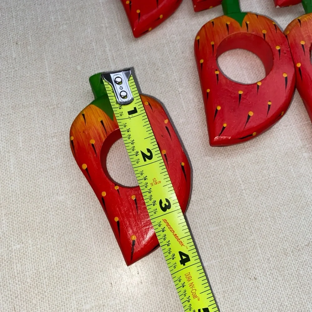 Vintage Wooden‎ Strawberry Napkin Rings Set (10)